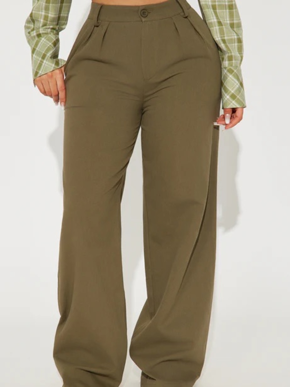 Fashion Nova Olive High-Rise Wide Leg Pants